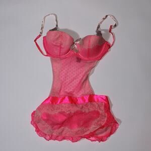 Victoria's Secret Y2k Sexy Little Things Hot Pink Maid Outfit Size 34B